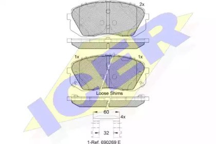 Колодки передні 181826201 ICER