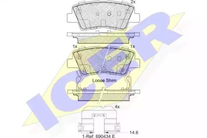Колодки гальмові задні, дискові 182036203 ICER