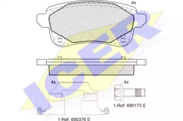 Колодки гальмові задні, дискові 182222208 ICER