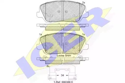 Гальмівні колодки 182239 ICER