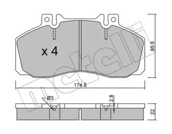 Задні дискові колодки 2202670 METELLI