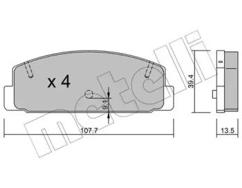 Колодки гальмові задні, дискові 2203021 METELLI