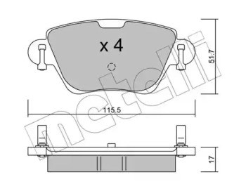 Колодки гальмові задні, дискові 2203190 METELLI