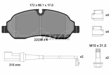 Колодки гальмівні передні, дискові 2203401 TEXTAR