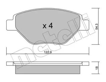 Комплект гальмівних колодок з 4 шт, дисків 22-0543-0