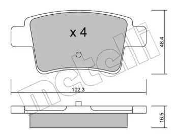 Колодки гальмівні задні, дискові 2208010 METELLI