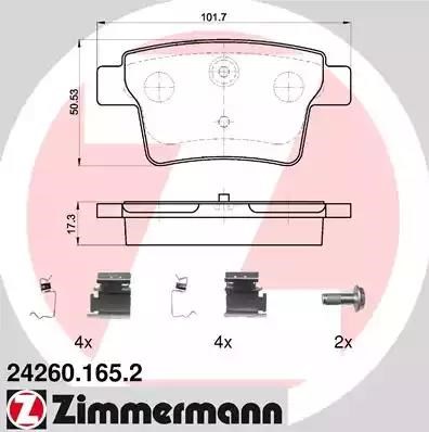 Колодки гальмівні задні, дискові 242601652 ZIMMERMANN