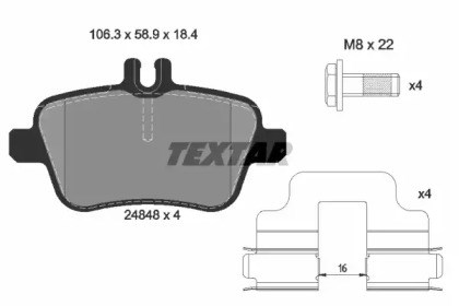 Задні дискові колодки 2484803 TEXTAR