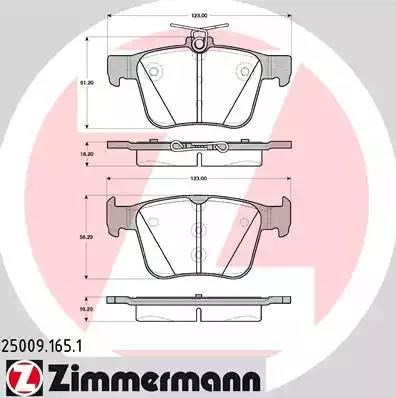 Комплект задніх колодок 250091651 ZIMMERMANN