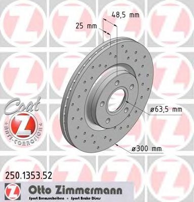 Диск гальмівний передній 250135352 ZIMMERMANN
