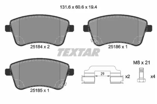 Колодки гальмівні передні, дискові 2518401 TEXTAR