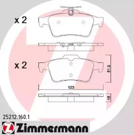 Колодки гальмівні задні, дискові 252121601 ZIMMERMANN