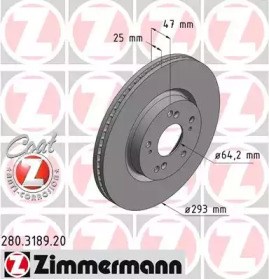 Диск переднього гальма 280318920 ZIMMERMANN