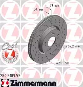 Диск переднього гальма 280318952 ZIMMERMANN