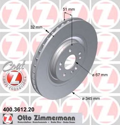 Диск гальмівний передній 400361220 ZIMMERMANN