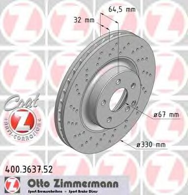 Диск гальмівний передній 400363752 ZIMMERMANN