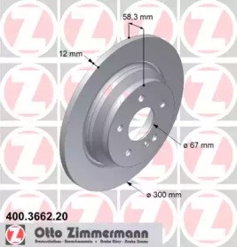 Диск гальмівний задній 400366220 ZIMMERMANN