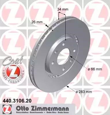 Диск гальмівний передній 440310620 ZIMMERMANN