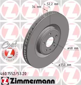 Диск переднього гальма 460155320 ZIMMERMANN