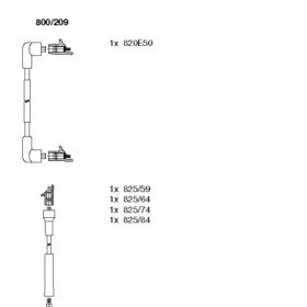 8569 комплект ізольованих проводів для свічок запалення rc-fd825 800/209