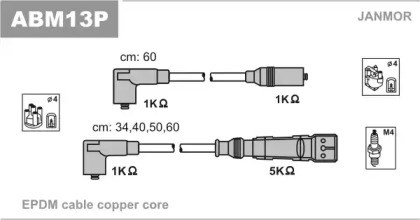 Провода високовольтні, комплект / vw golf-ii/iii, ABM13P