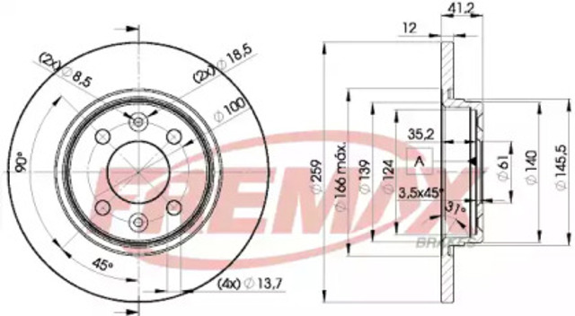 Диск гальмівний передній BD4707 FREMAX
