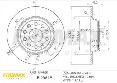 Диск заднього гальма BD5619 FREMAX