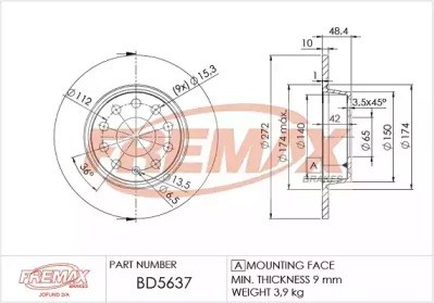 Диск заднього гальма BD5637 FREMAX