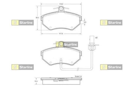Колодки передні BDS144 STARLINE