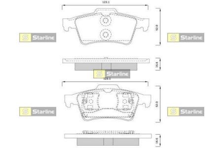 Комплект задніх колодок BDS253 STARLINE