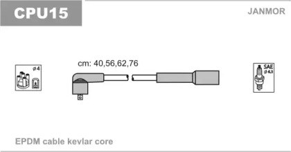 Комплект кабелів запалювання beru zef1044 CPU15