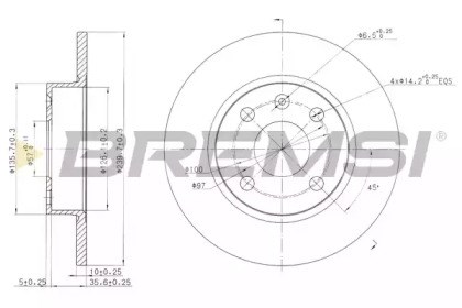 Диск гальмівний задній DBB283S BREMSI