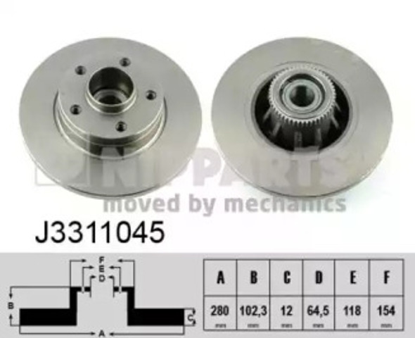 Задні дискові гальма J3311045 NIPPARTS