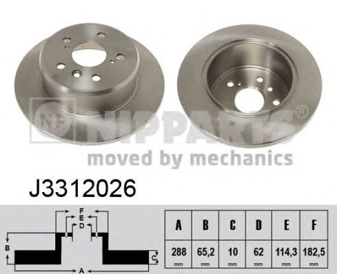 Диск заднього гальма J3312026 NIPPARTS