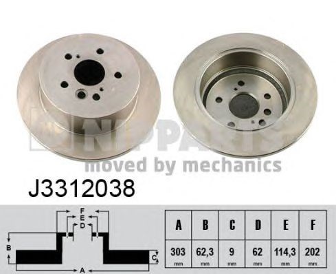 Диск заднього гальма J3312038 NIPPARTS