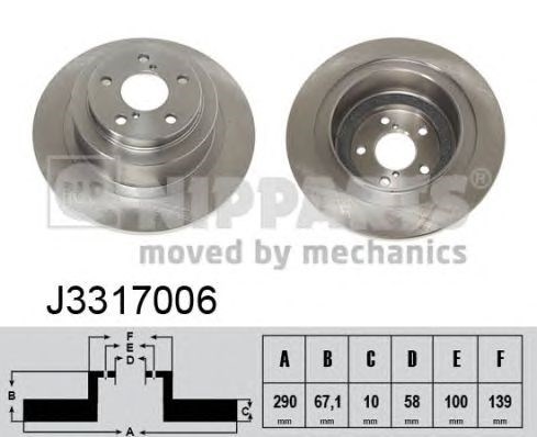 Диск заднього гальма J3317006 NIPPARTS