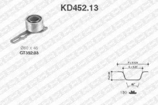 Ремонтний комплект для заміни паса  газорозподільчого механізму KD452.13