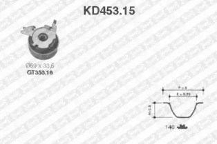 Комплект грм (ремінь + ролик) KD453.15