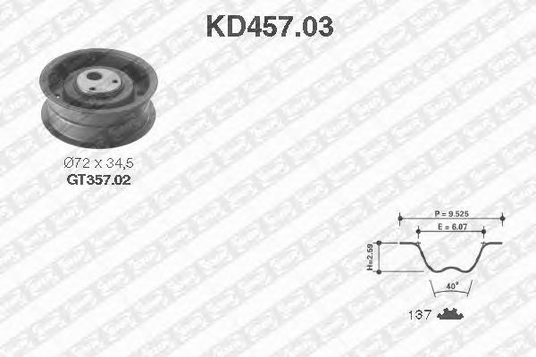 Ремонтний комплект для заміни паса  газорозподільчого механізму KD457.03