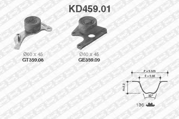 Ремонтний комплект для заміни паса  газорозподільчого механізму KD459.01