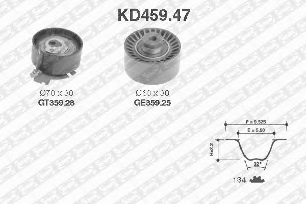 Ремонтний комплект для заміни паса  газорозподільчого механізму KD459.47