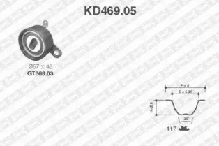 Ремонтний комплект для заміни паса  газорозподільчого механізму KD469.05
