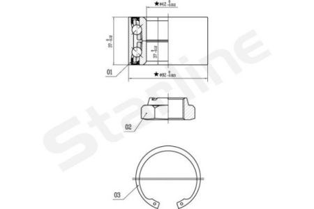 Підшипник маточини зовнішній, передньої/задньої LO00962 STARLINE