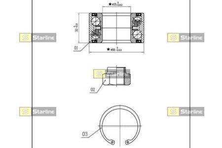 Підшипник ступиці передньої LO01327 STARLINE