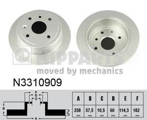 Диск заднього гальма N3310909 NIPPARTS