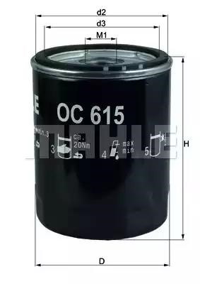 Фільтр масляний ДВЗ OC615 MAHLE