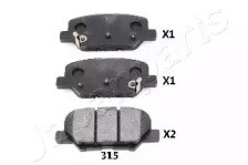 Колодки гальмові задні, дискові PP315AF JAPANPARTS