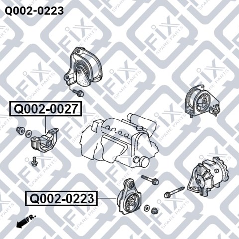 Подушка двигателя передн l mt Q002-0223