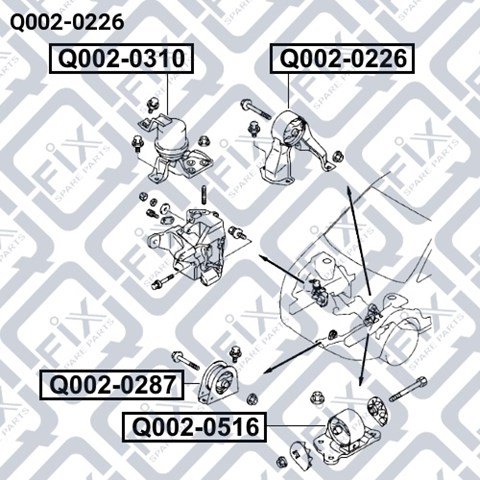 Подушка (опора) двигуна, задня Q0020226 Q-FIX