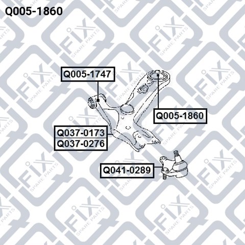 Сайлентблок переднього важеля задній, rav 4 05- Q005-1860